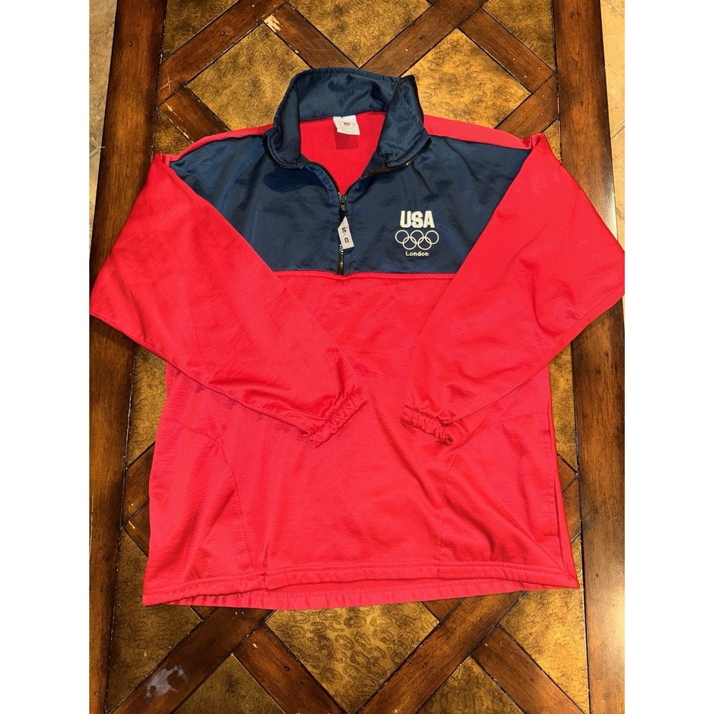 Team USA 2012 London Olympics 1/4 Zip Pullover Jacket Men's M Red Blue